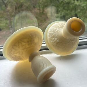 LENOX Imperial Glass Custard Satin
Antique Candle Holders Grapevine Pattern